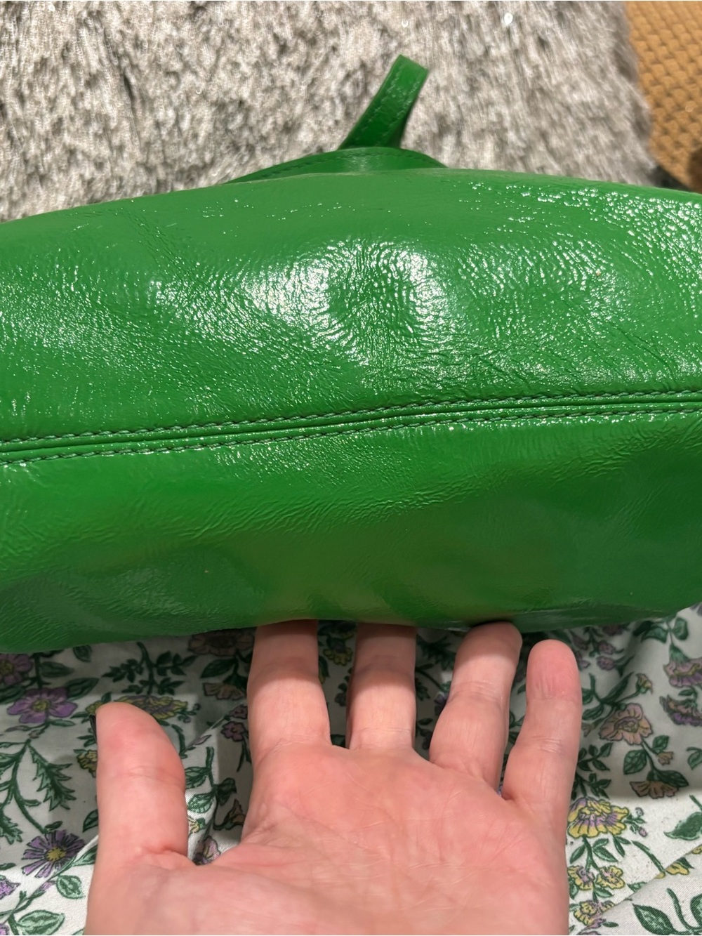 Michael Kors Emerald Green Patent Leather Tote with Gold MK Charm - Picture 6 of 16
